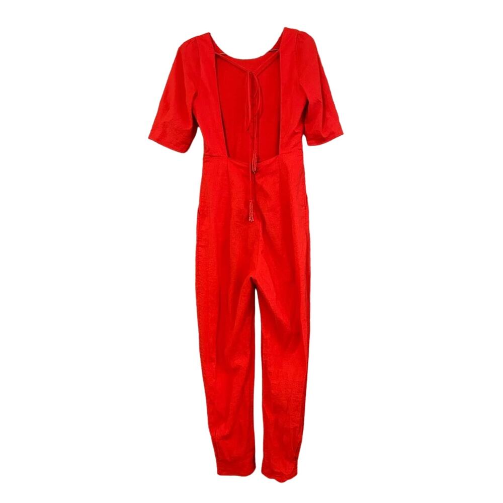 FARM Rio Red Short-Sleeve Jumpsuit - Picture 2 of 14